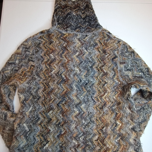 Harley Of Scotland Multicolor Chevron Wave Knit Pattern Turtleneck Sweater Men S - Picture 10 of 16